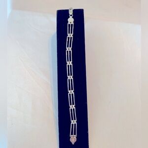 Sterling Silver 925 3 Bar Link Bracelet With Secure Lobster Claw 7”